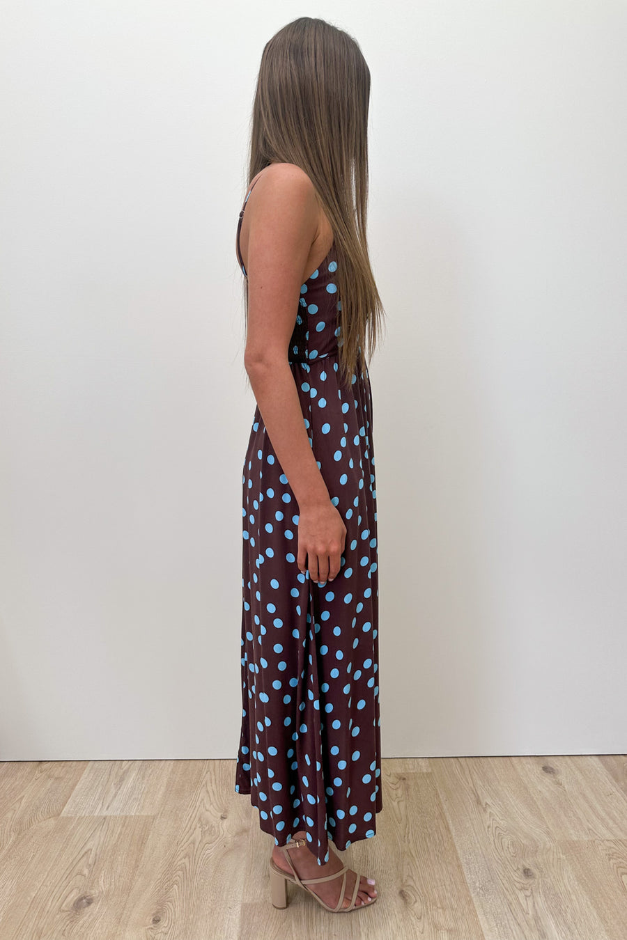 Chocolate Blue Polka Dot