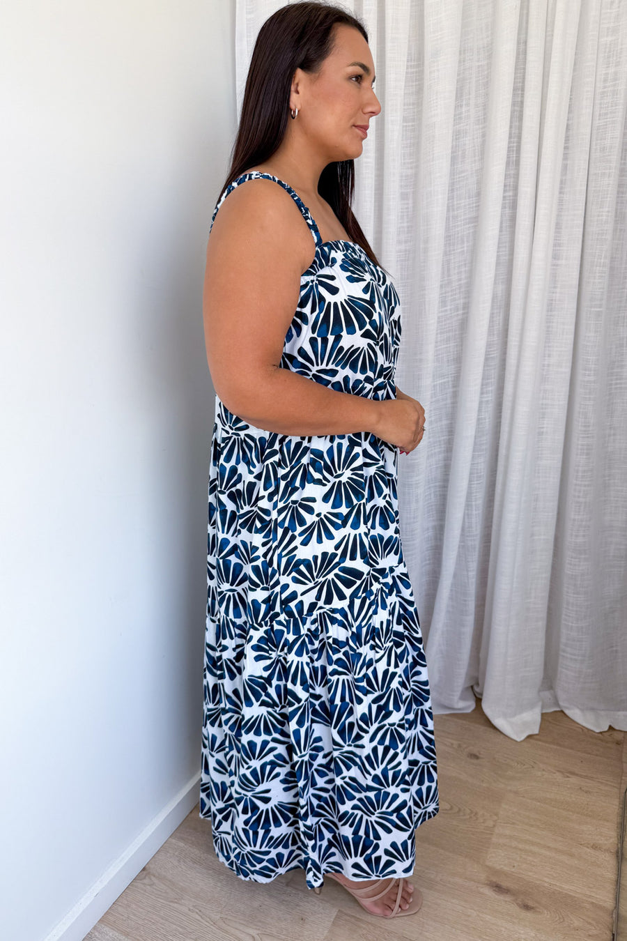 Navy White Print