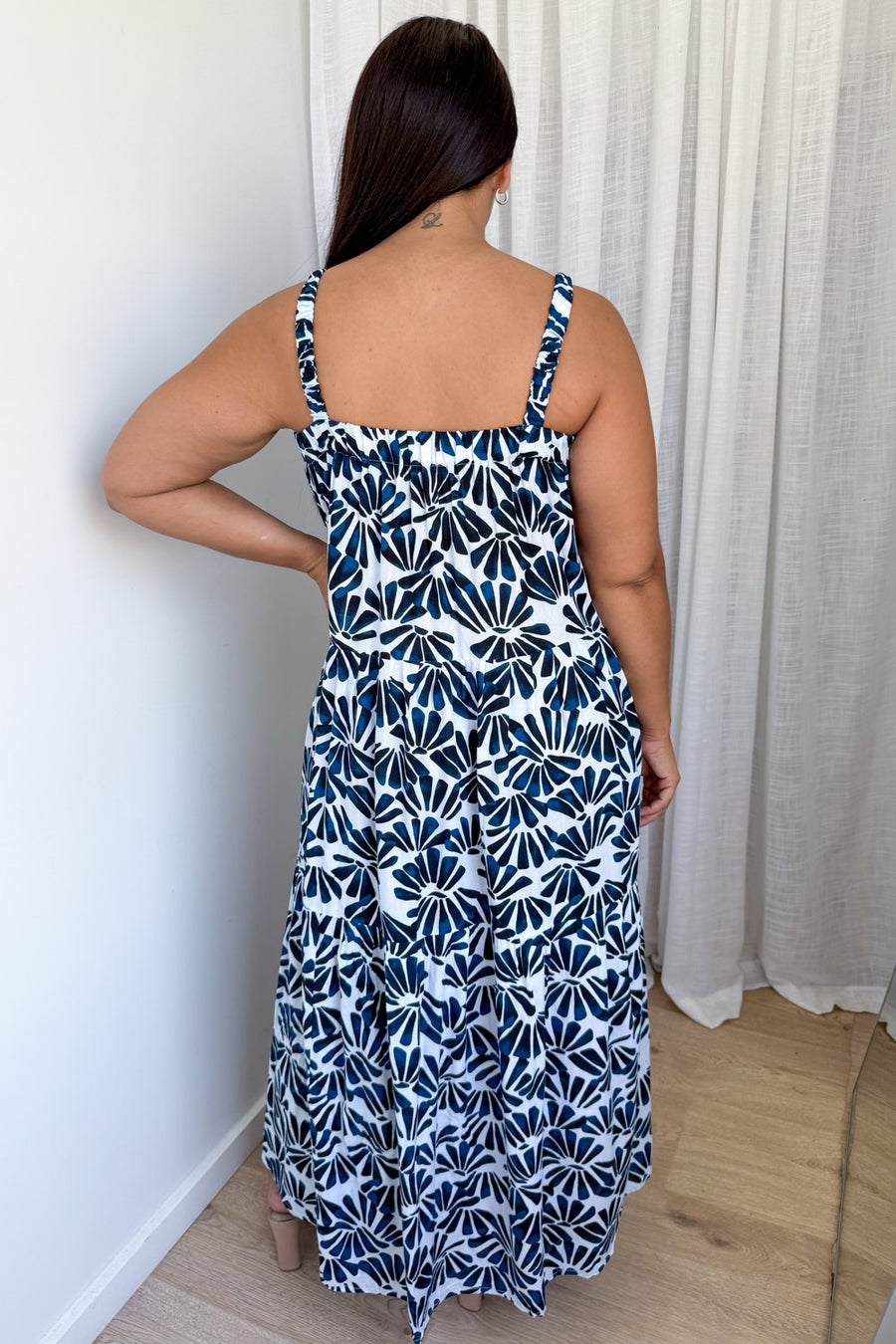 Navy White Print
