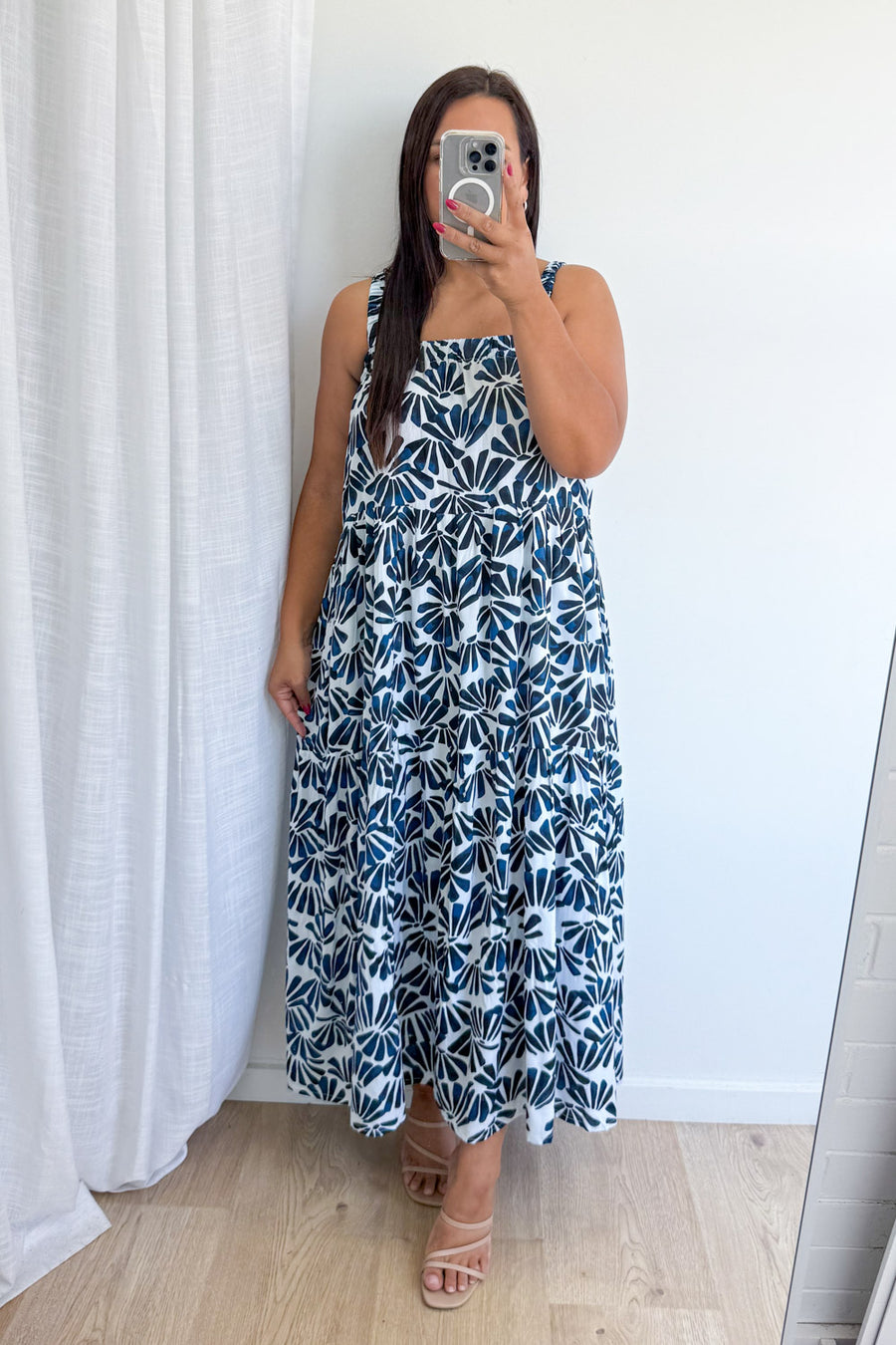 Navy White Print