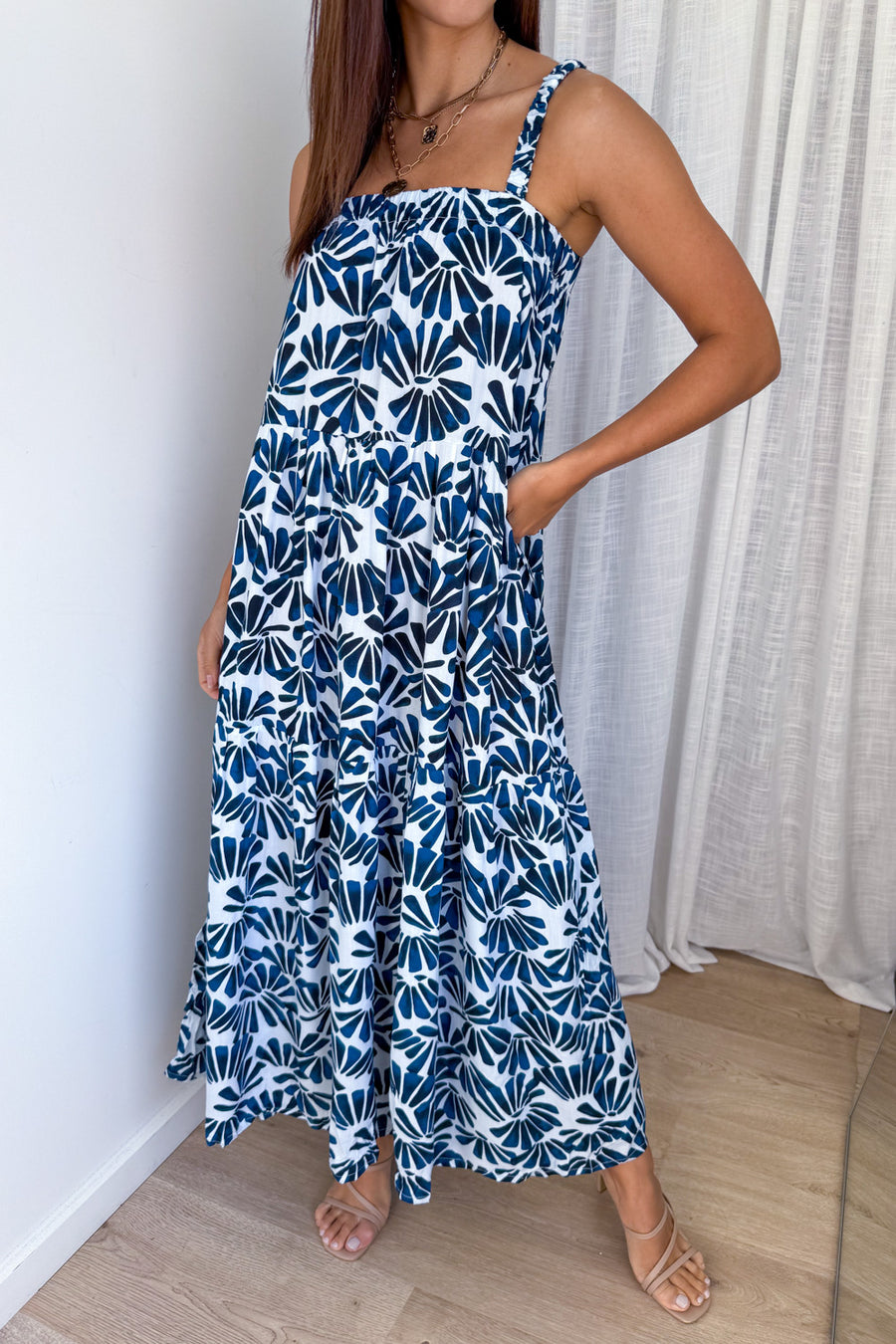 Navy White Print