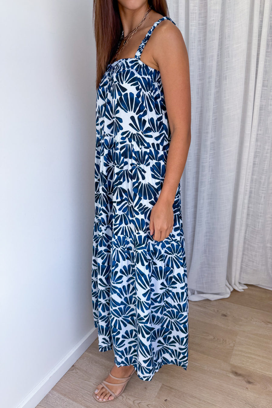 Navy White Print