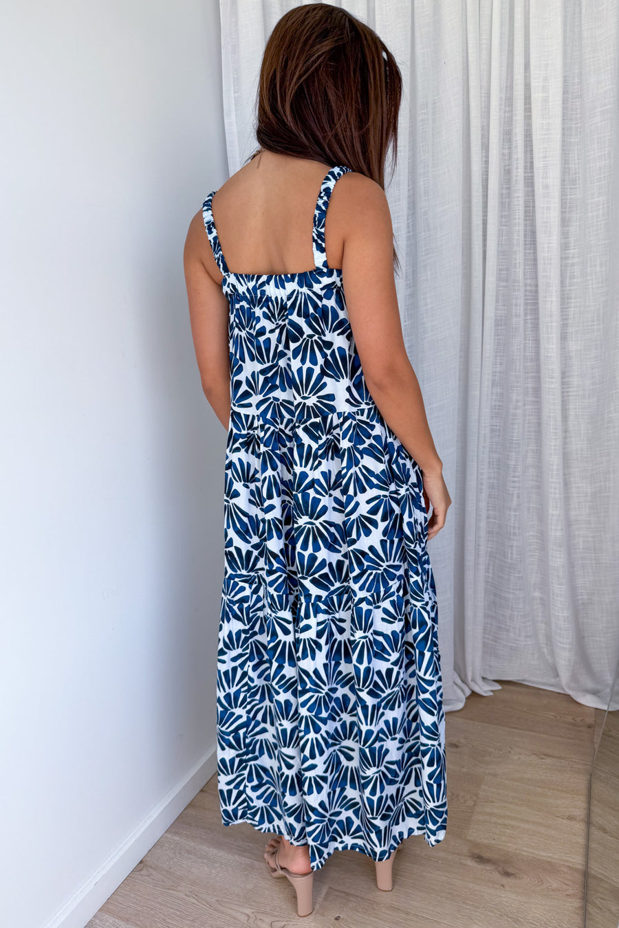 Navy White Print