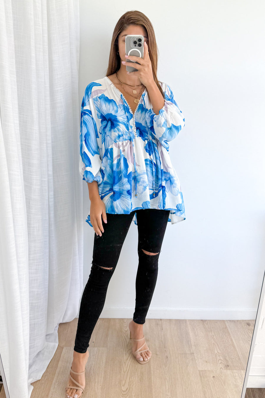 Blue White Floral