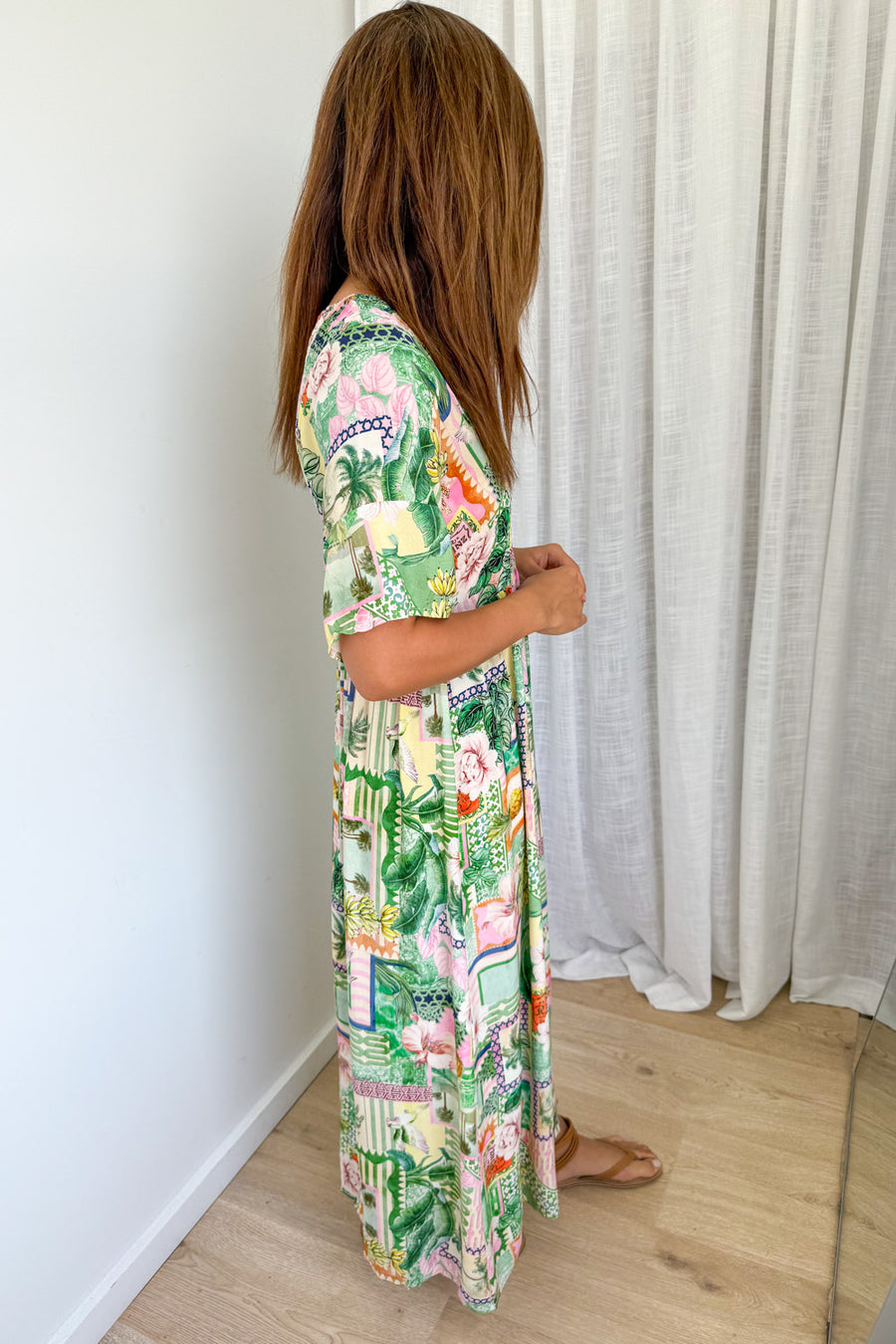 Pink Green Palm Print