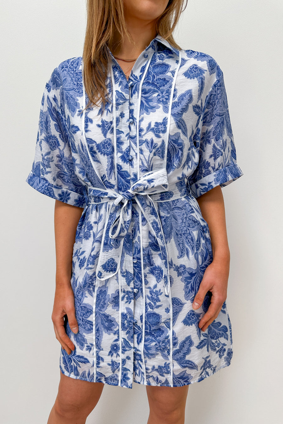 White Blue Floral