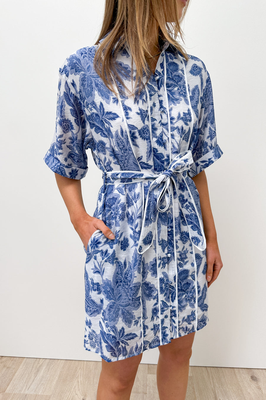 White Blue Floral