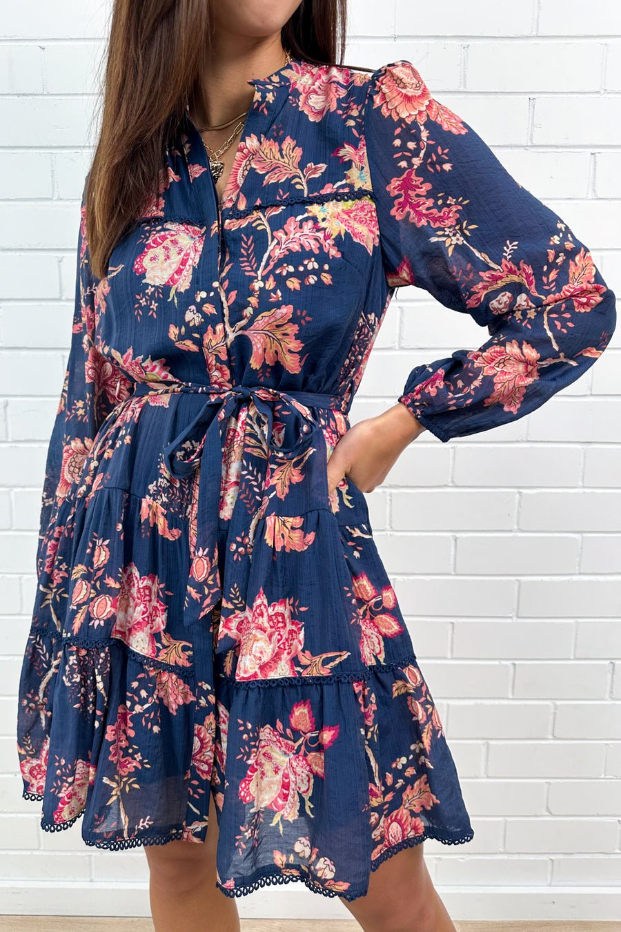 Navy Peach Floral