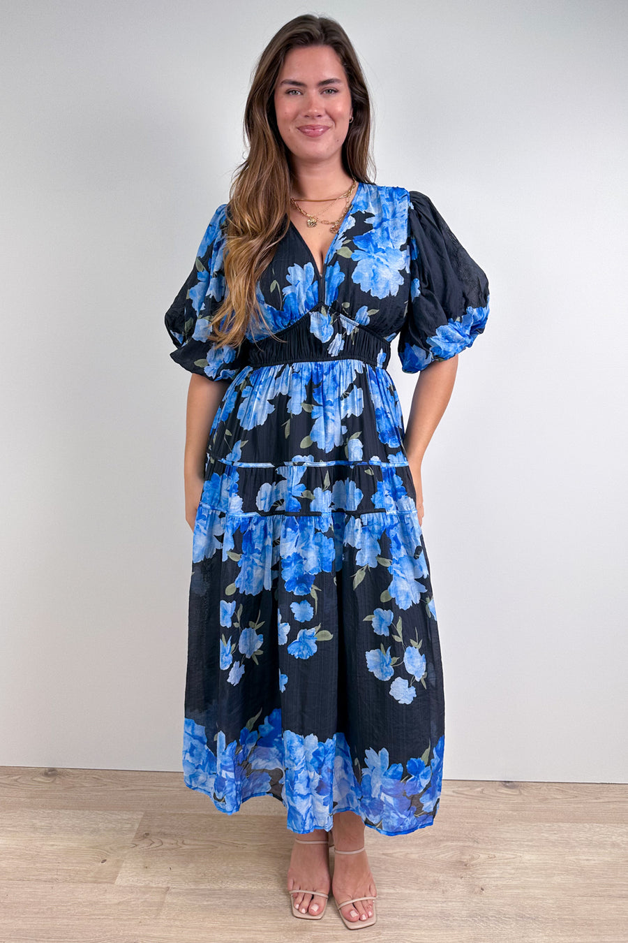 Black Blue Floral