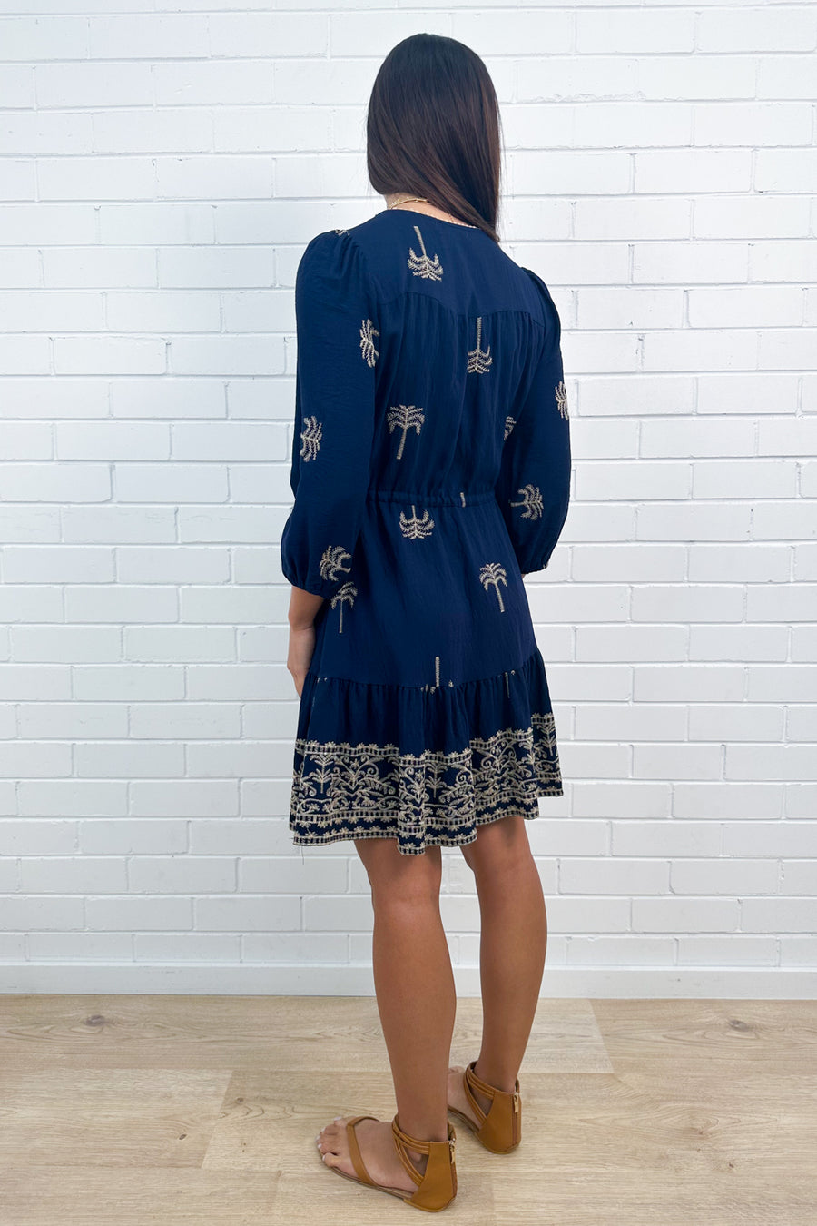 Navy Palm Print