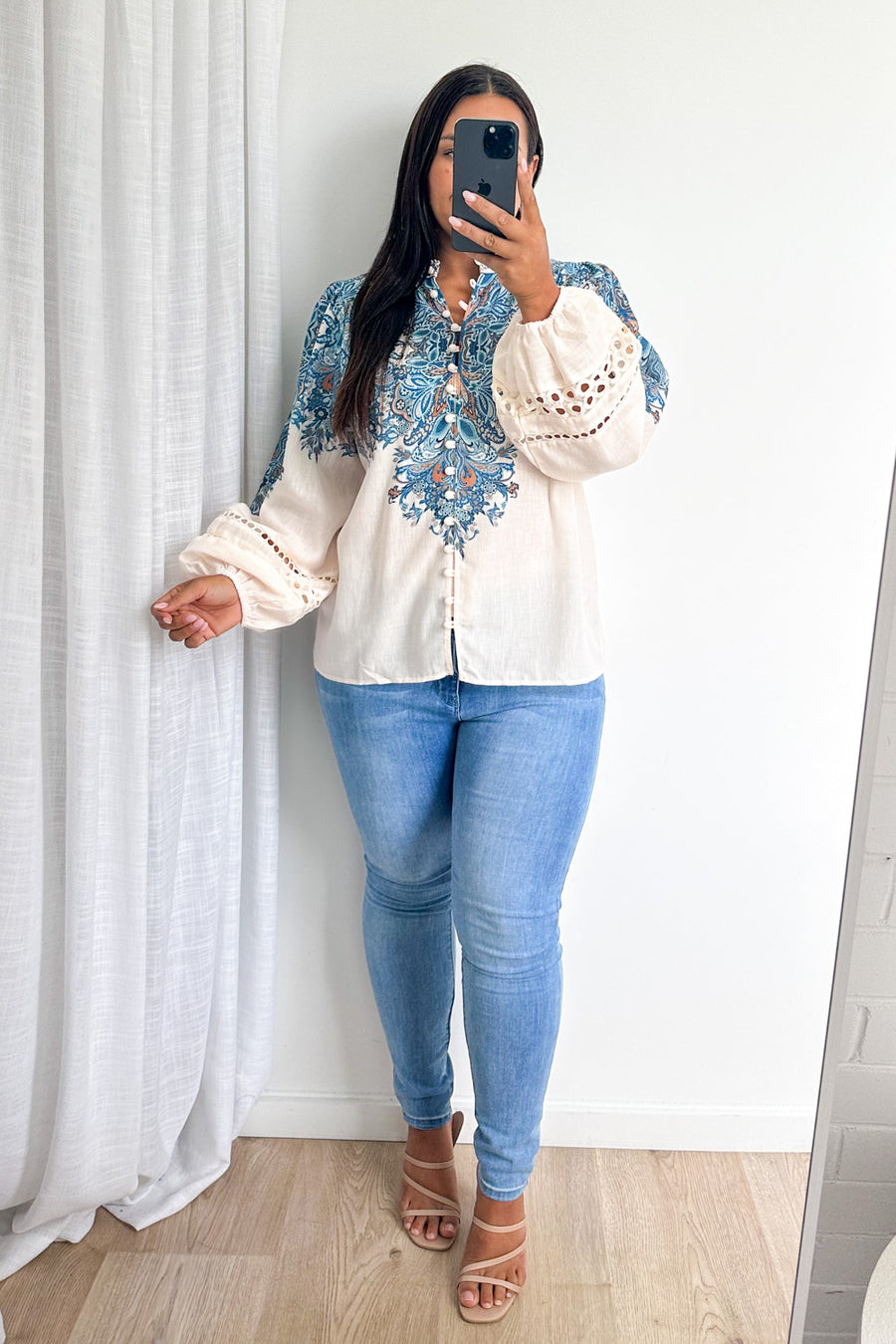 Cream Blue Paisley