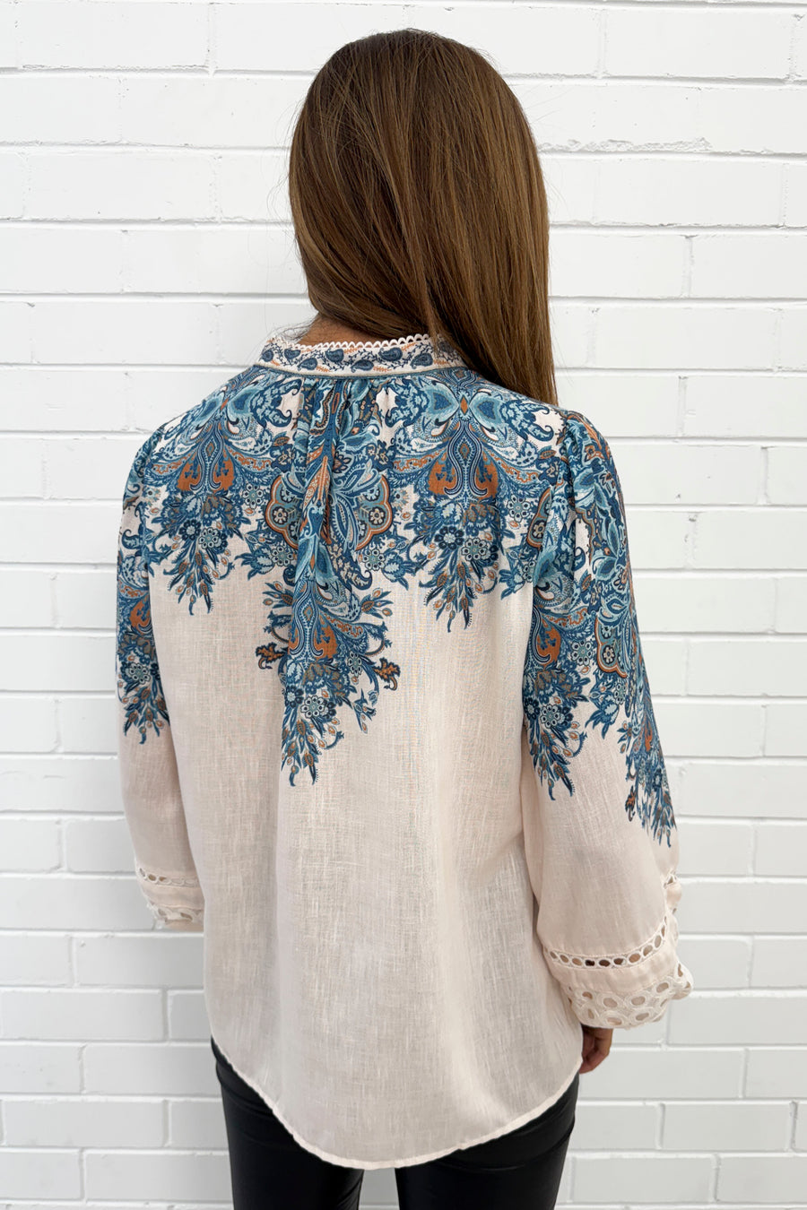 Cream Blue Paisley