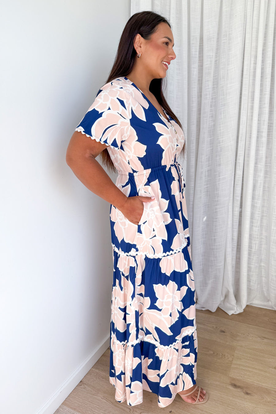 Peach Navy Floral