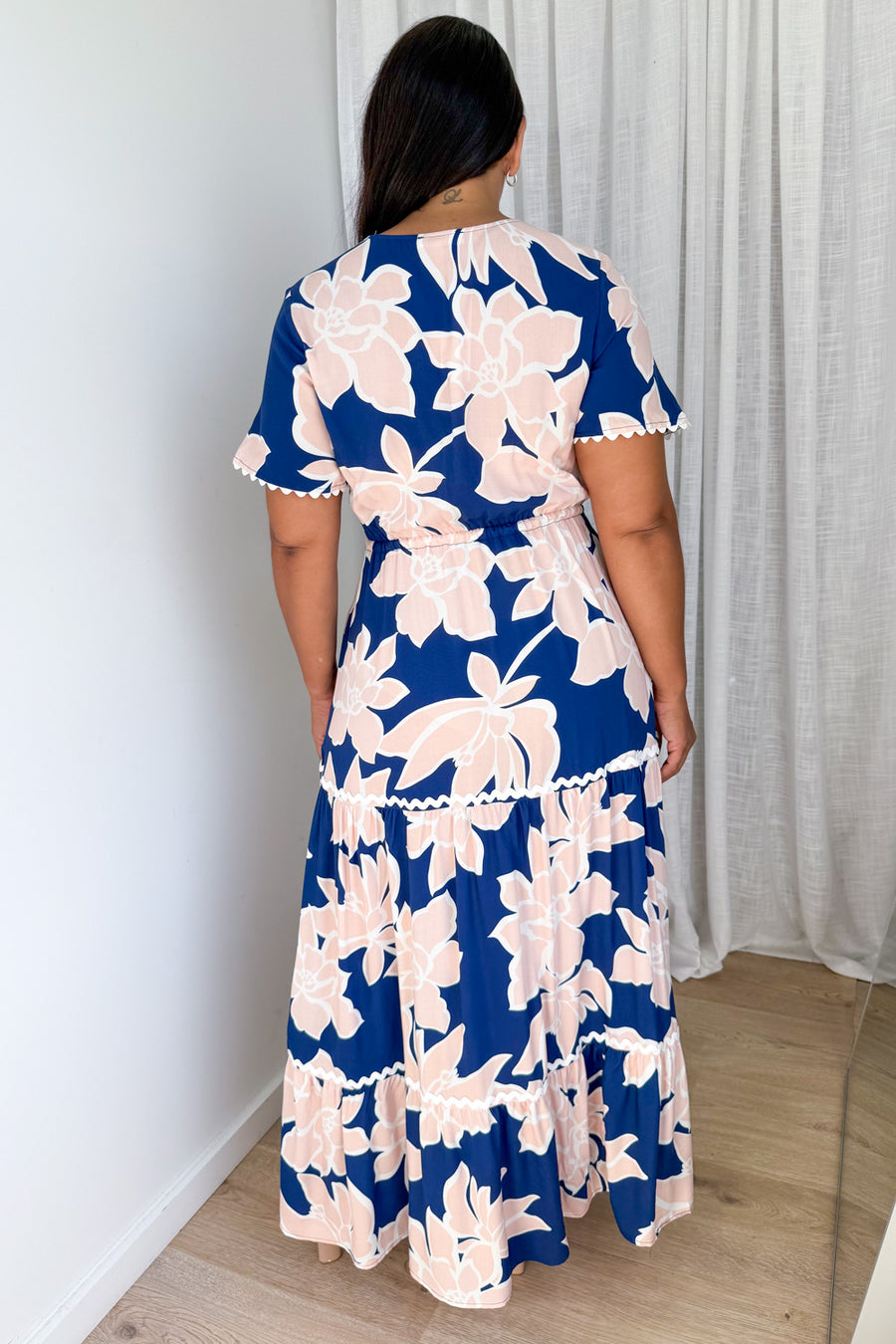 Peach Navy Floral