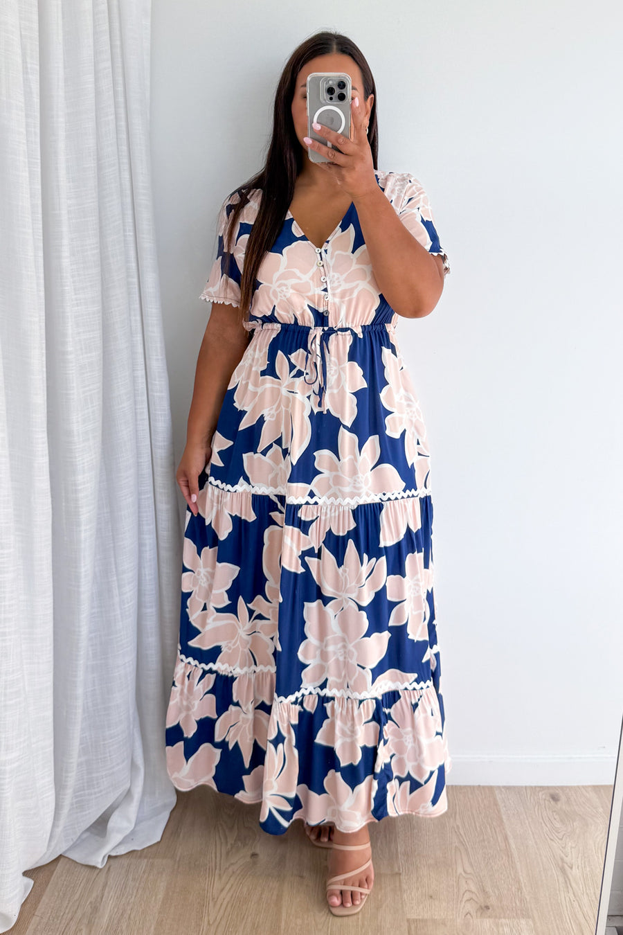 Peach Navy Floral