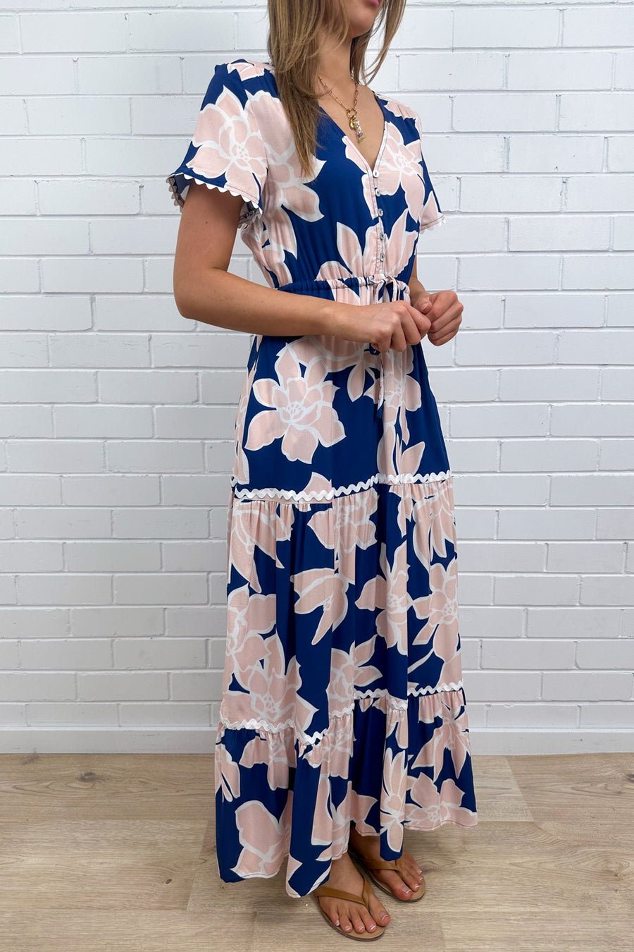 Peach Navy Floral