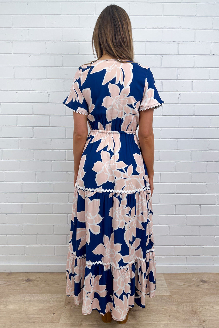 Peach Navy Floral
