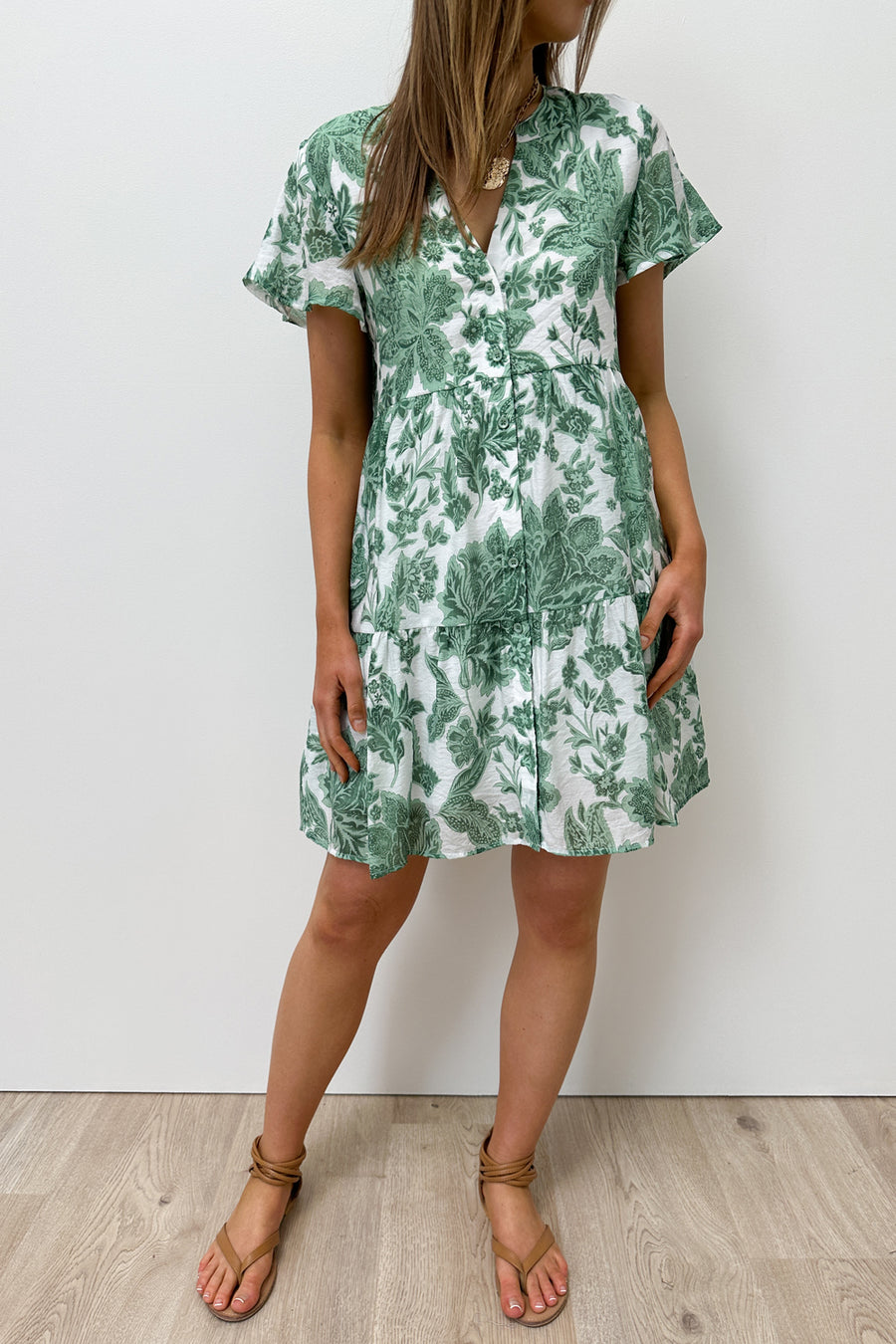 White Green Floral
