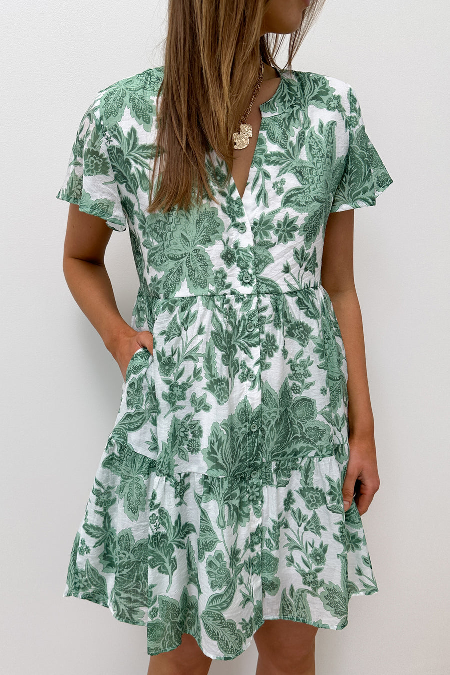 White Green Floral