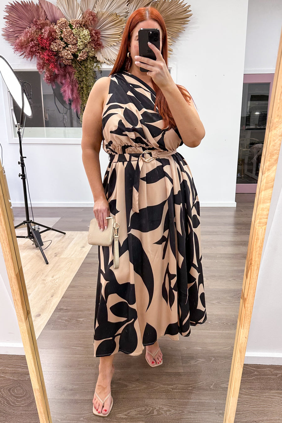 Hera Dress - Black Camel