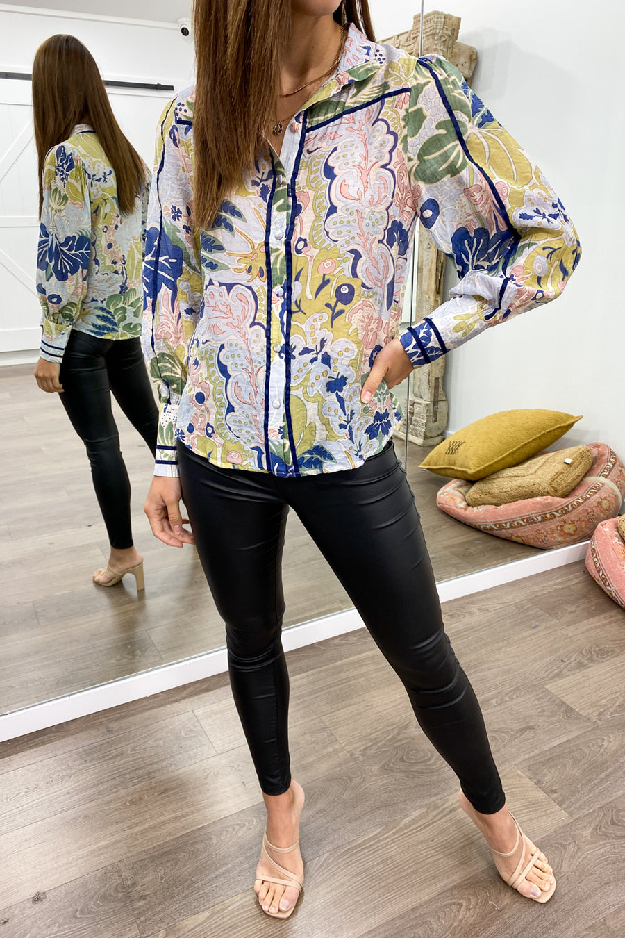 Navy Green Print