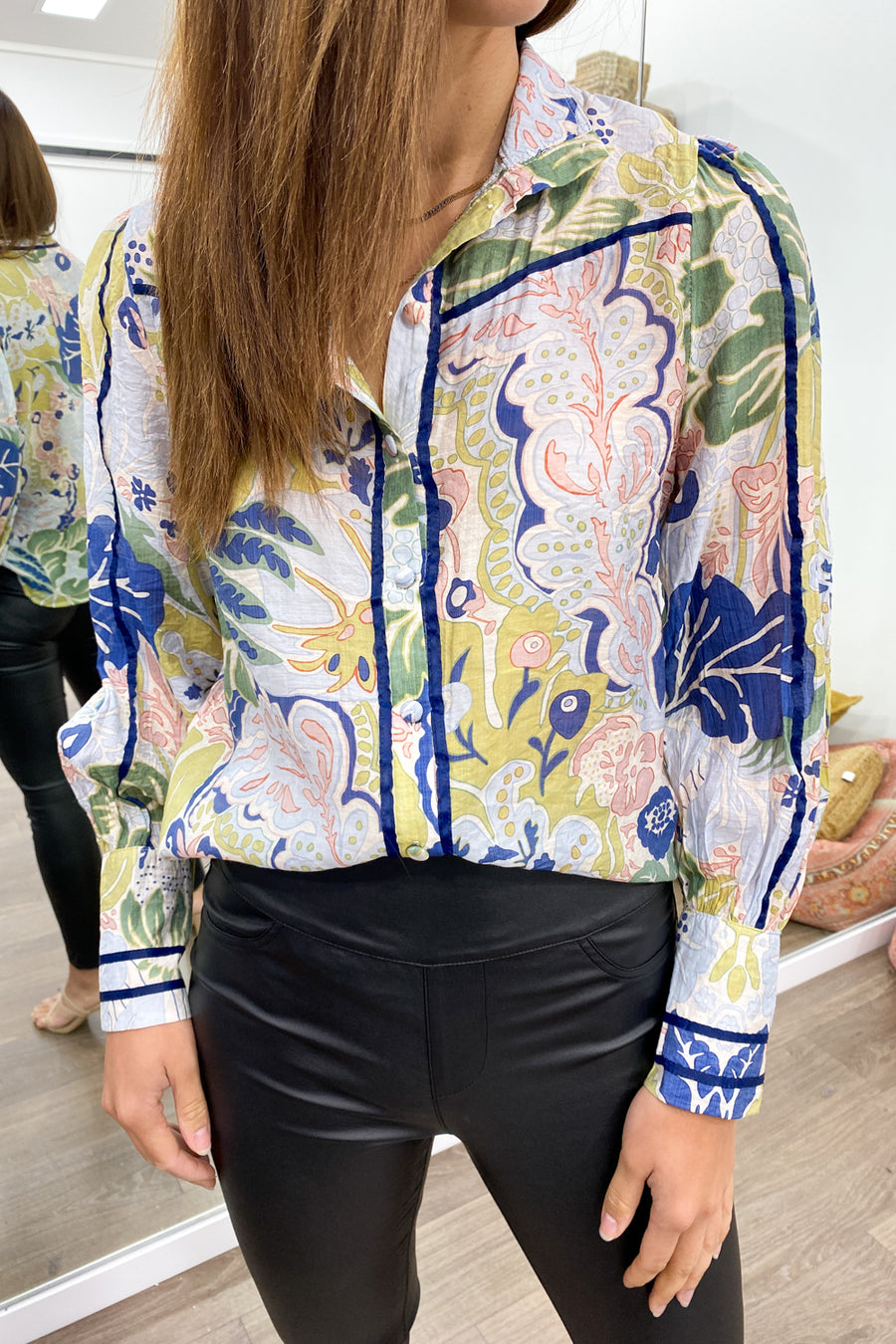 Navy Green Print