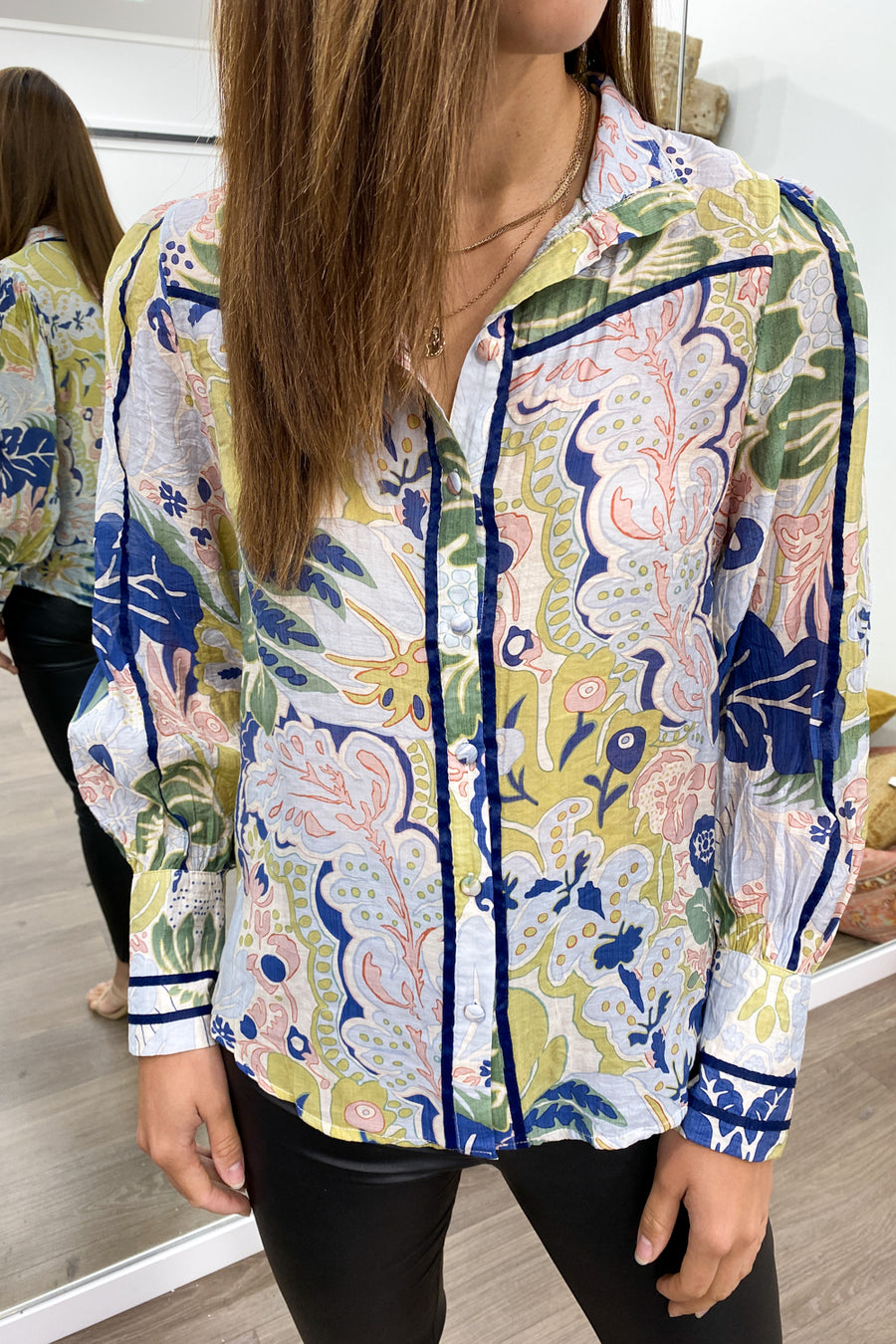 Navy Green Print