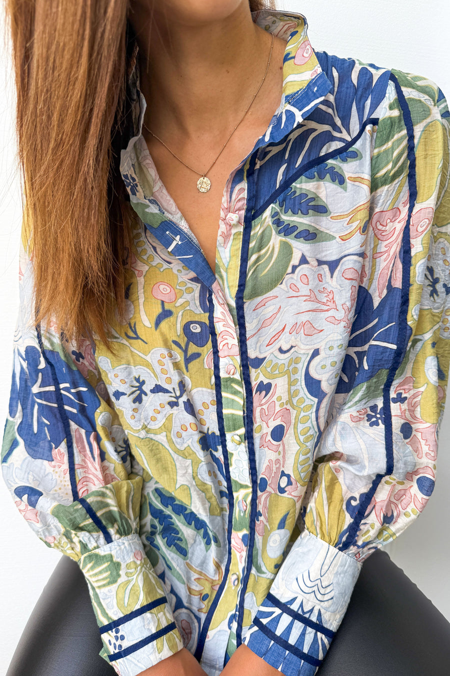 Navy Green Print