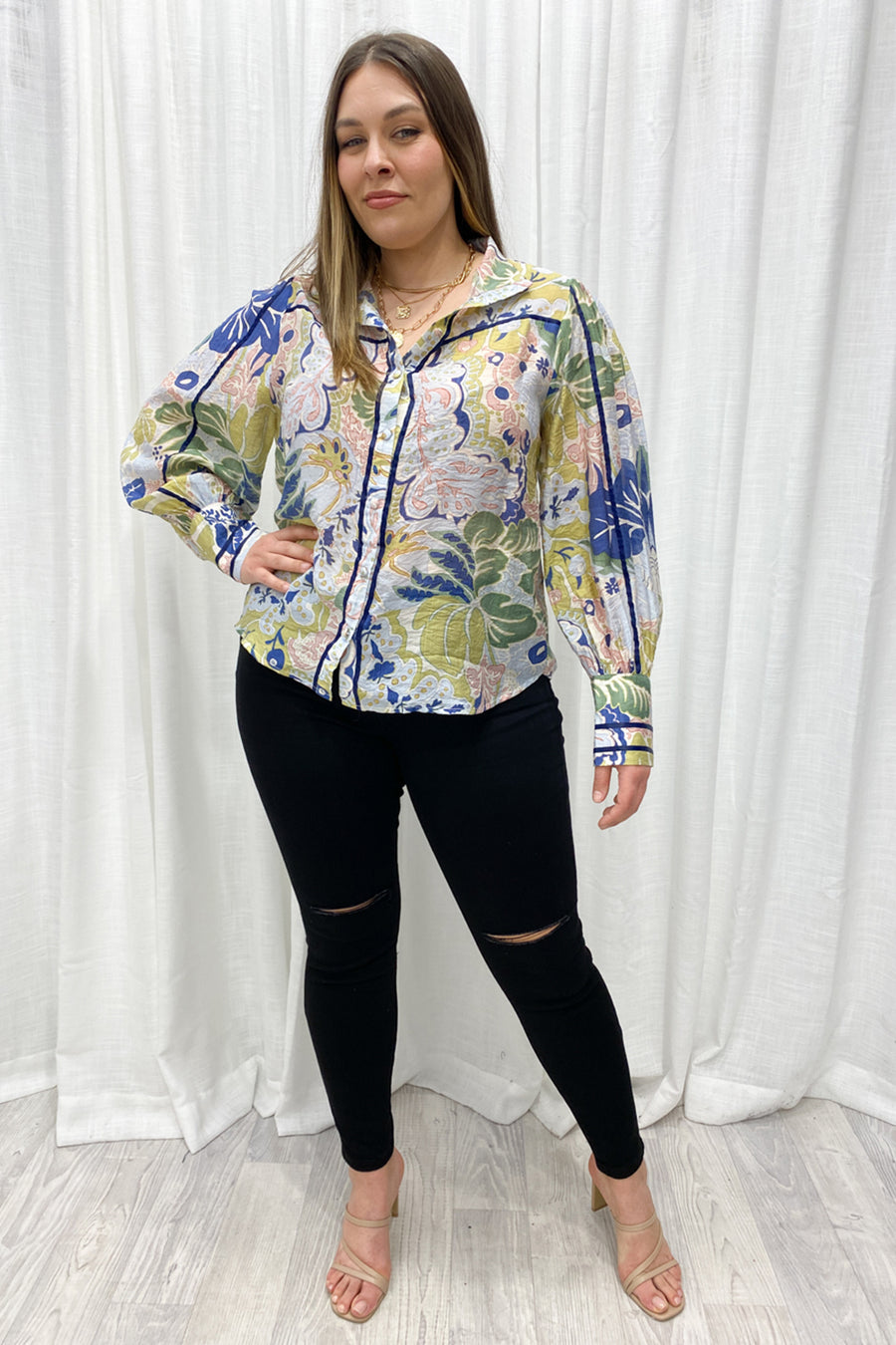 Navy Green Print