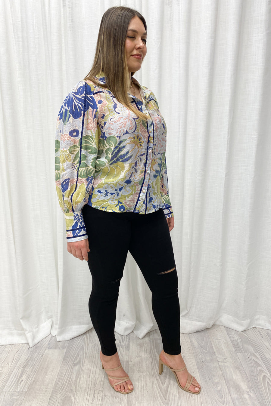 Navy Green Print