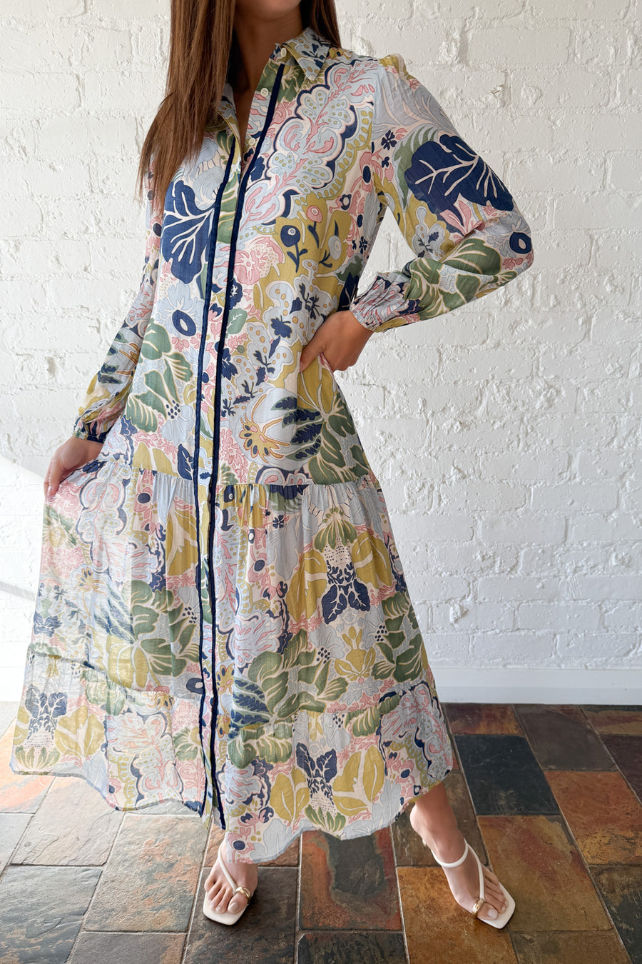 Navy Green Print