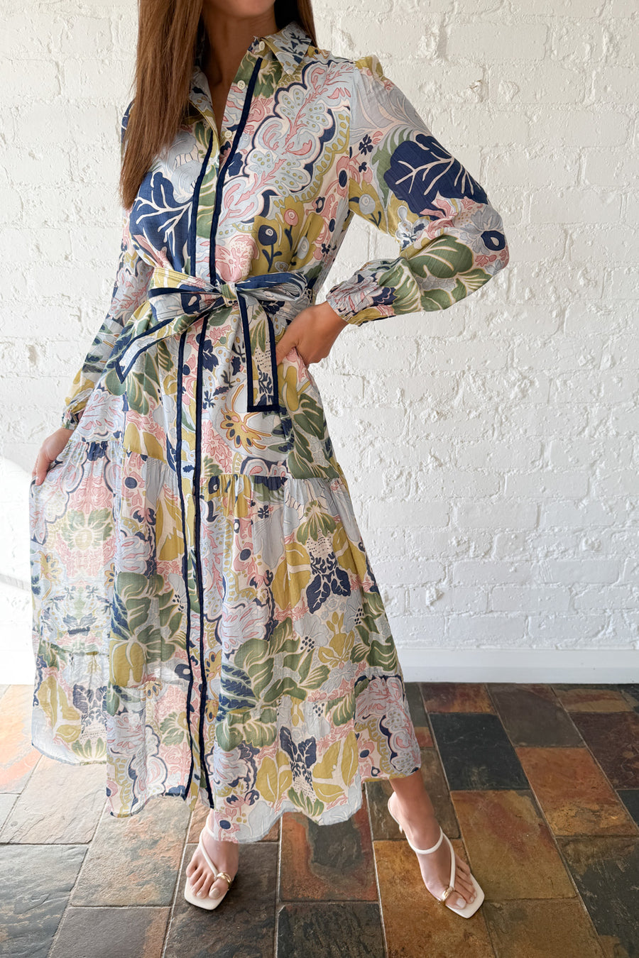 Navy Green Print