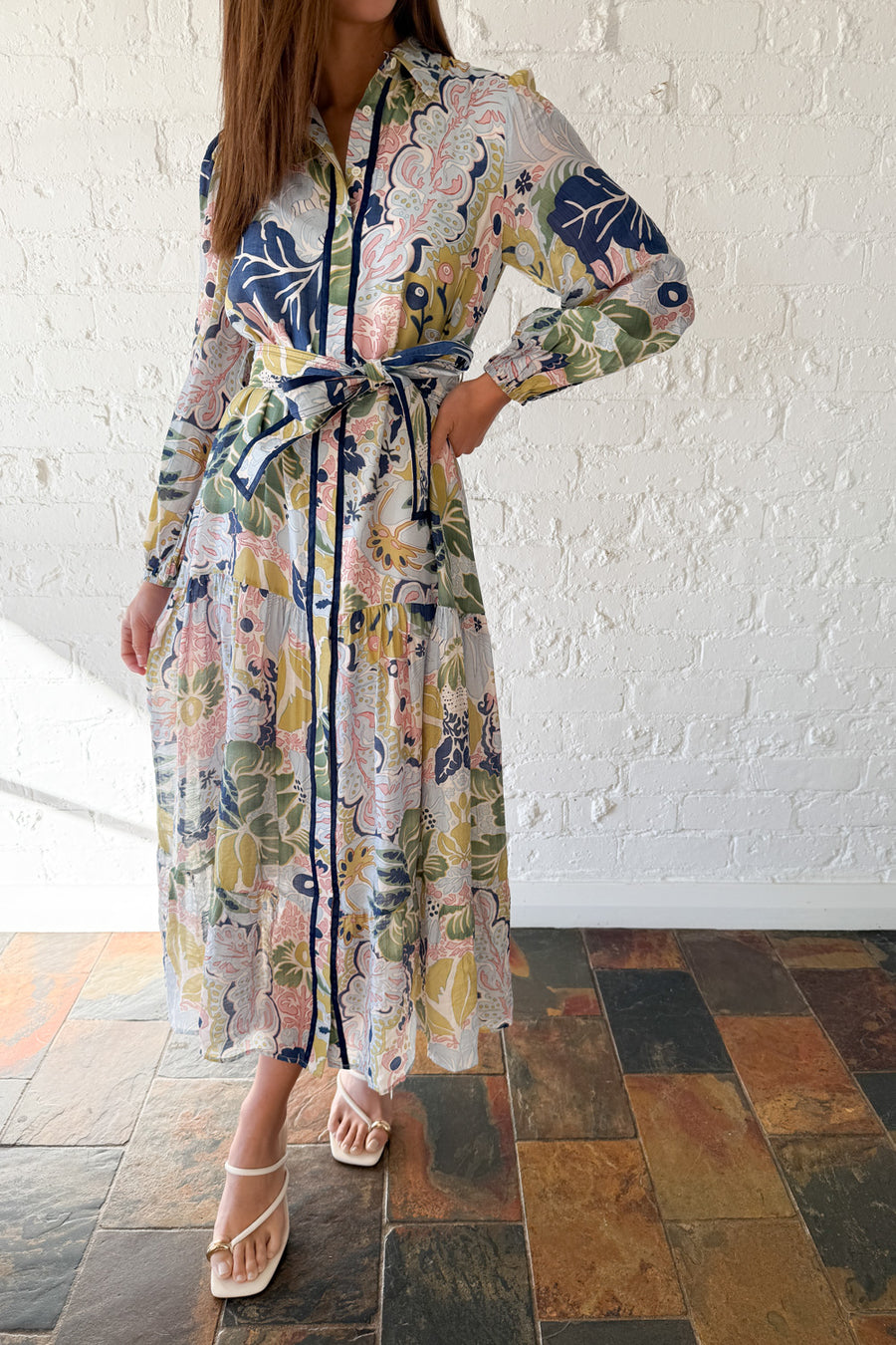 Navy Green Print