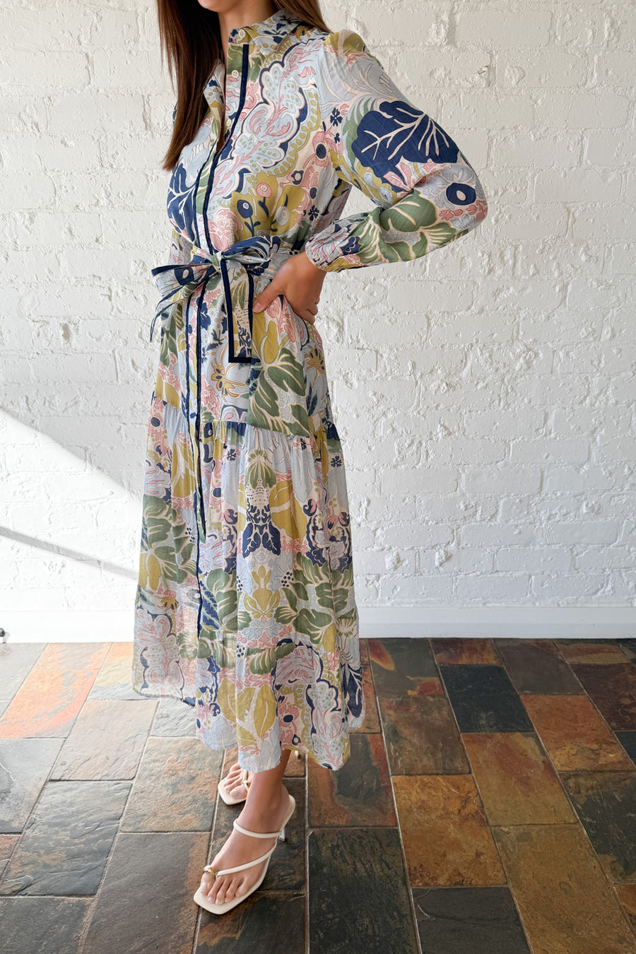 Navy Green Print