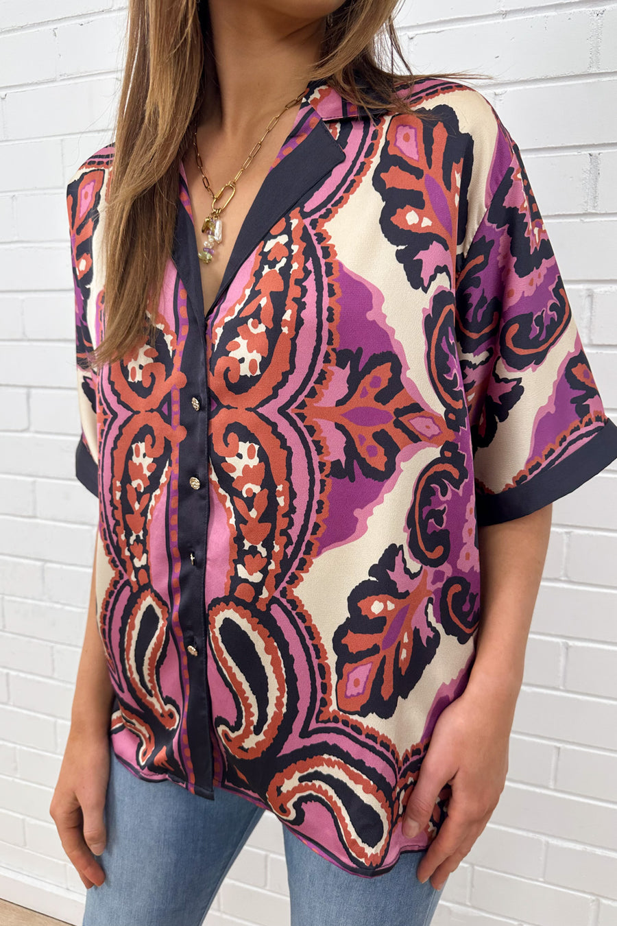 Navy Pink Paisley