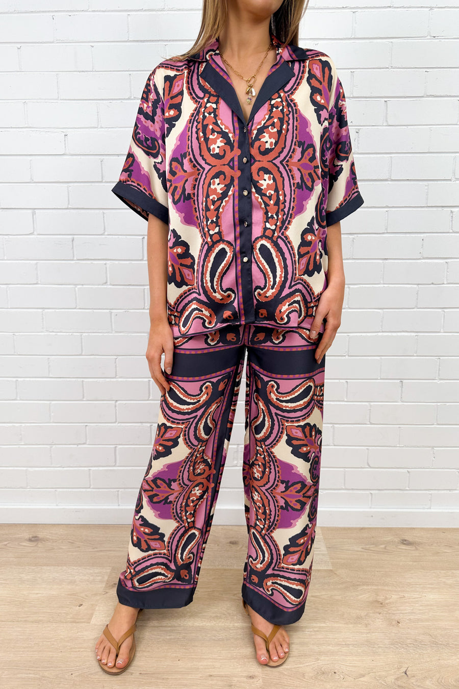 Navy Pink Paisley