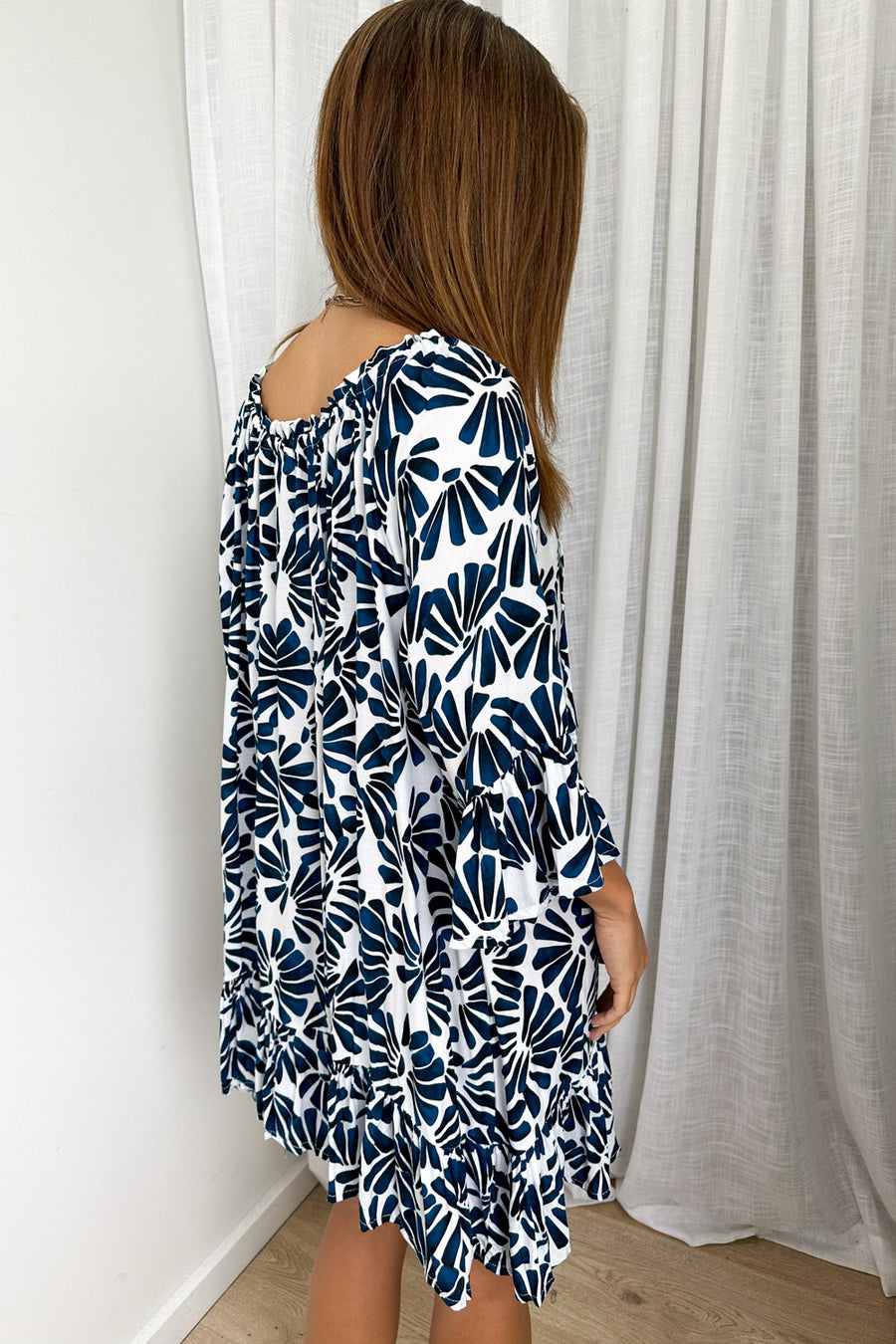 Navy White Print