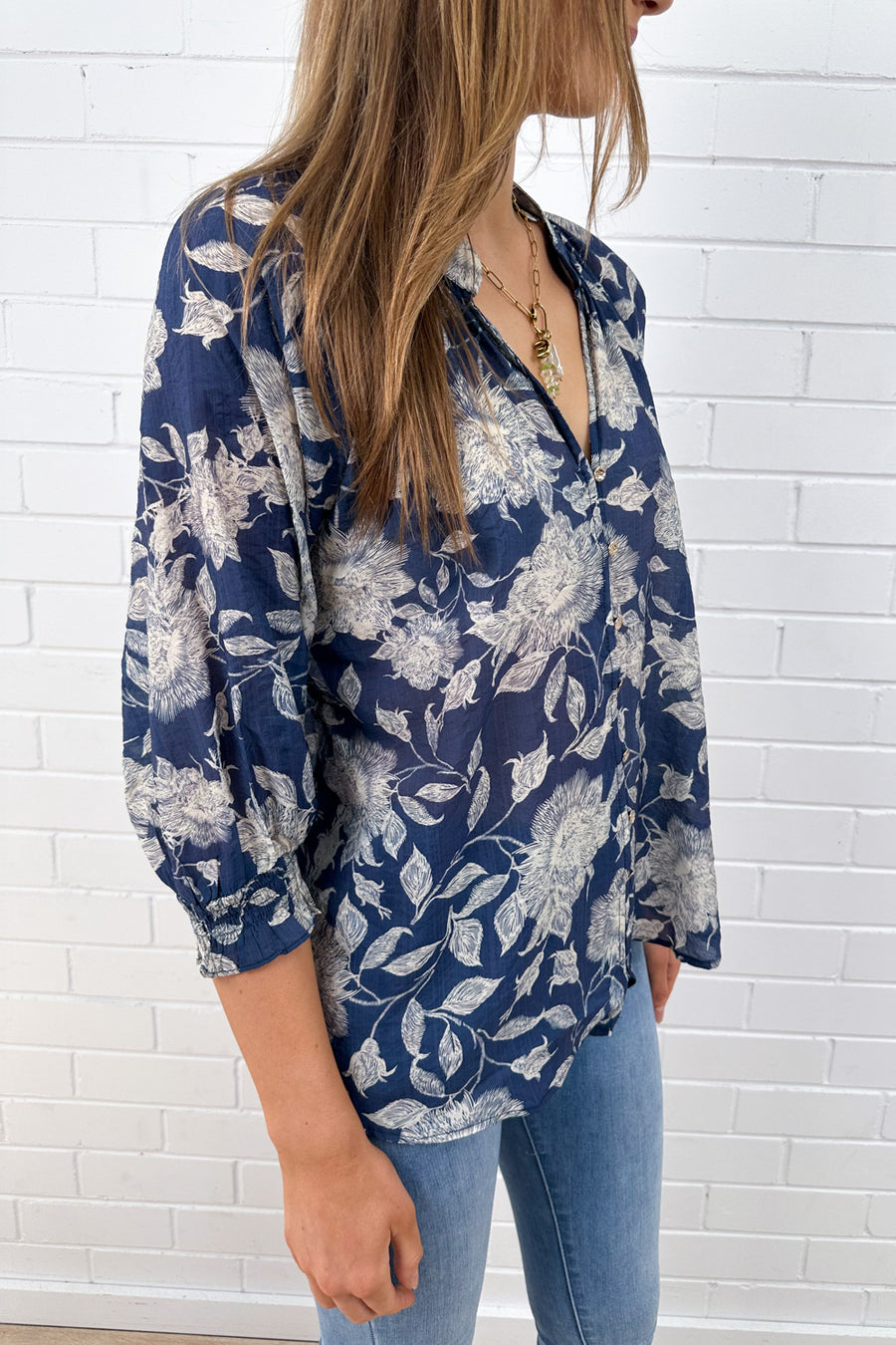 Navy Cream Floral