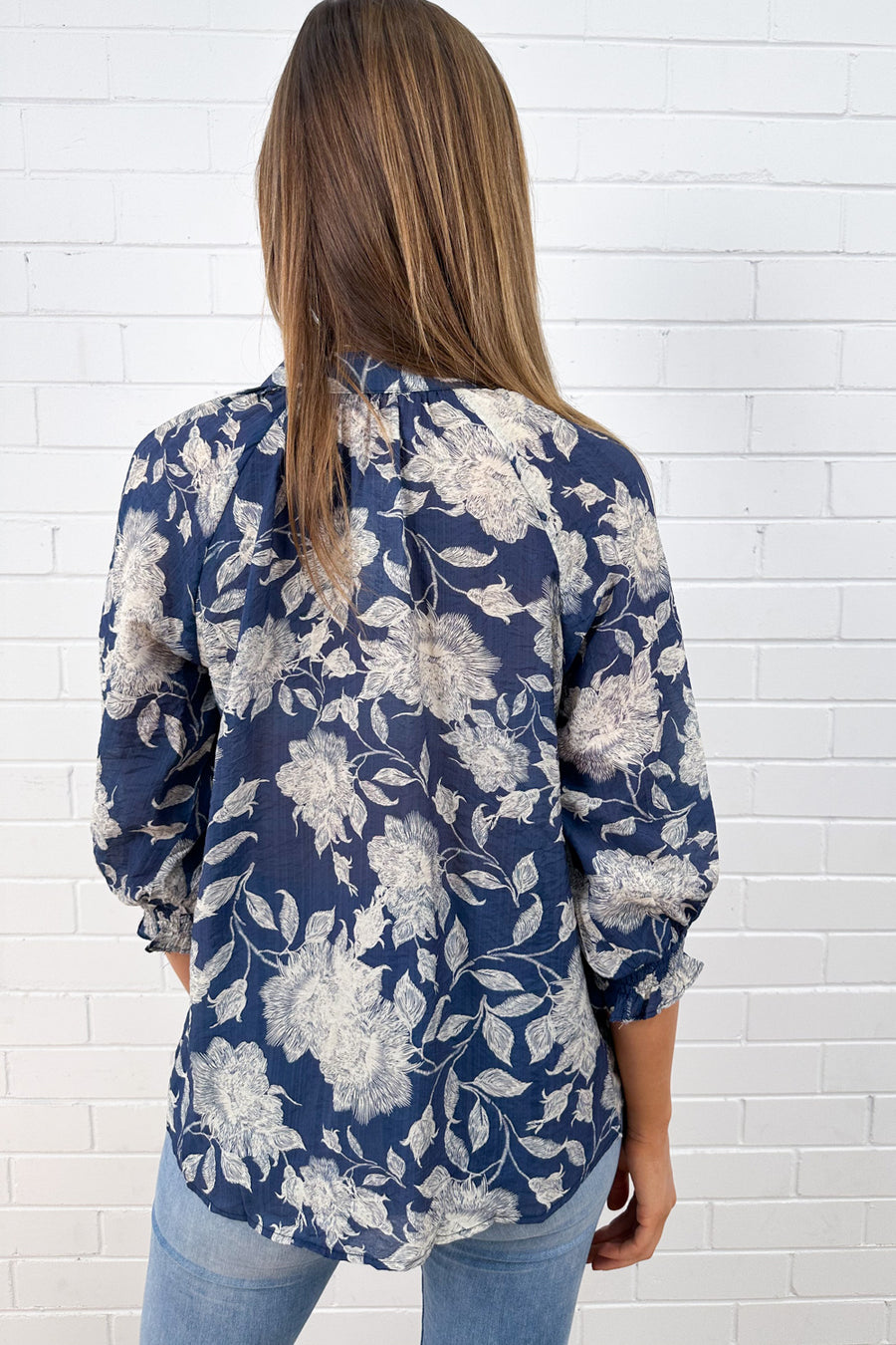 Navy Cream Floral