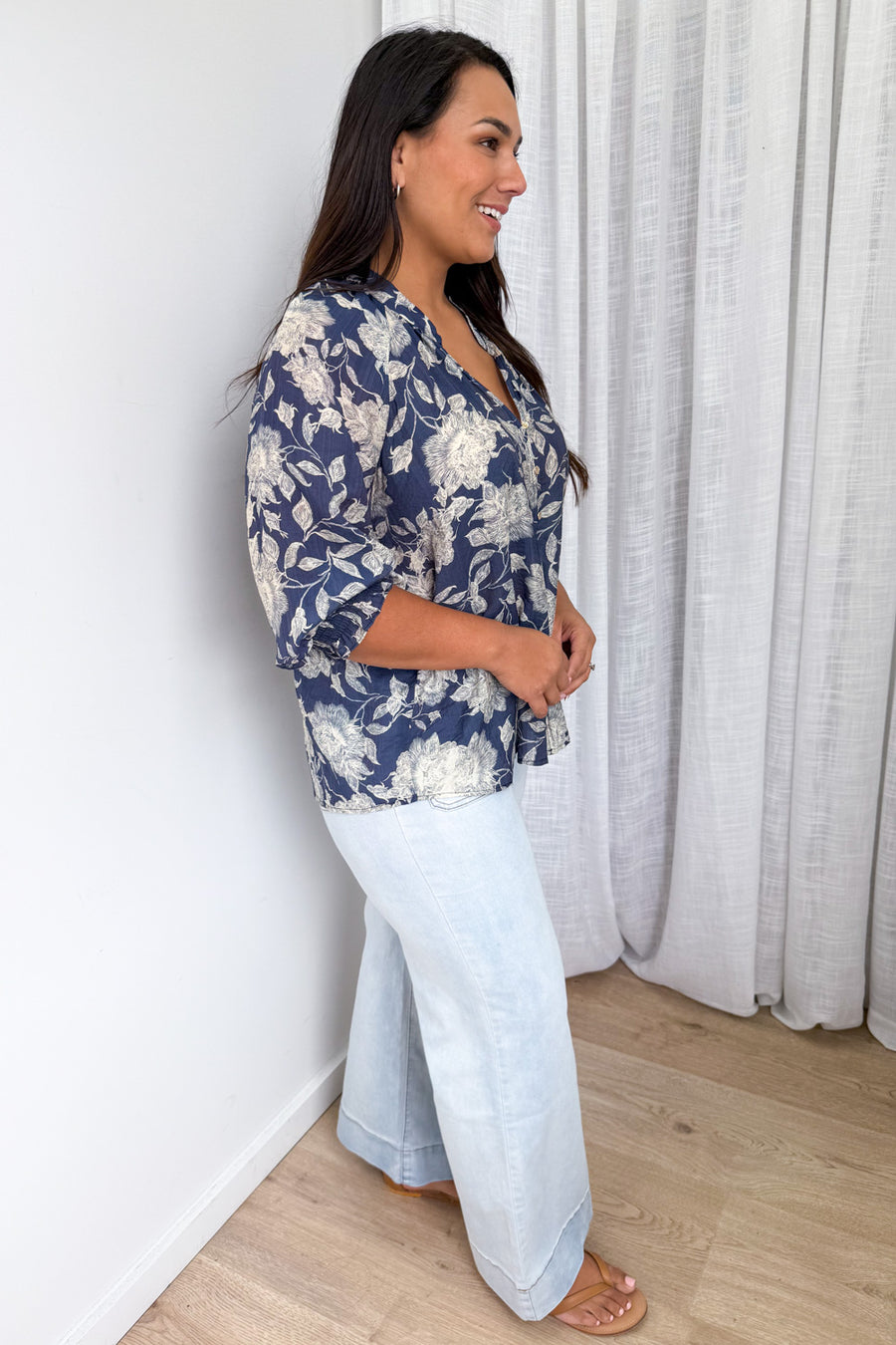 Navy Cream Floral