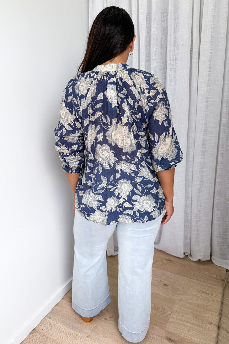 Navy Cream Floral