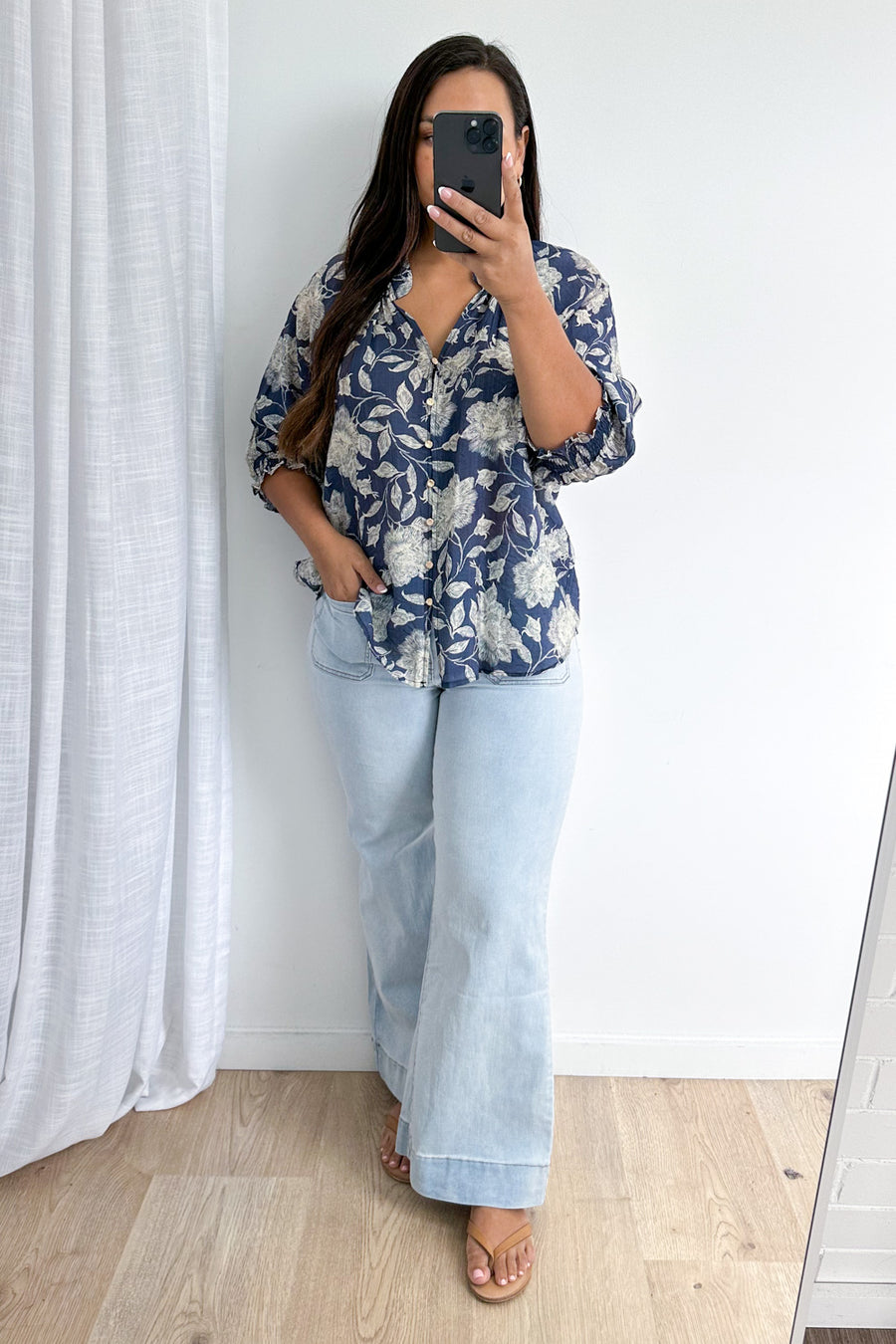 Navy Cream Floral