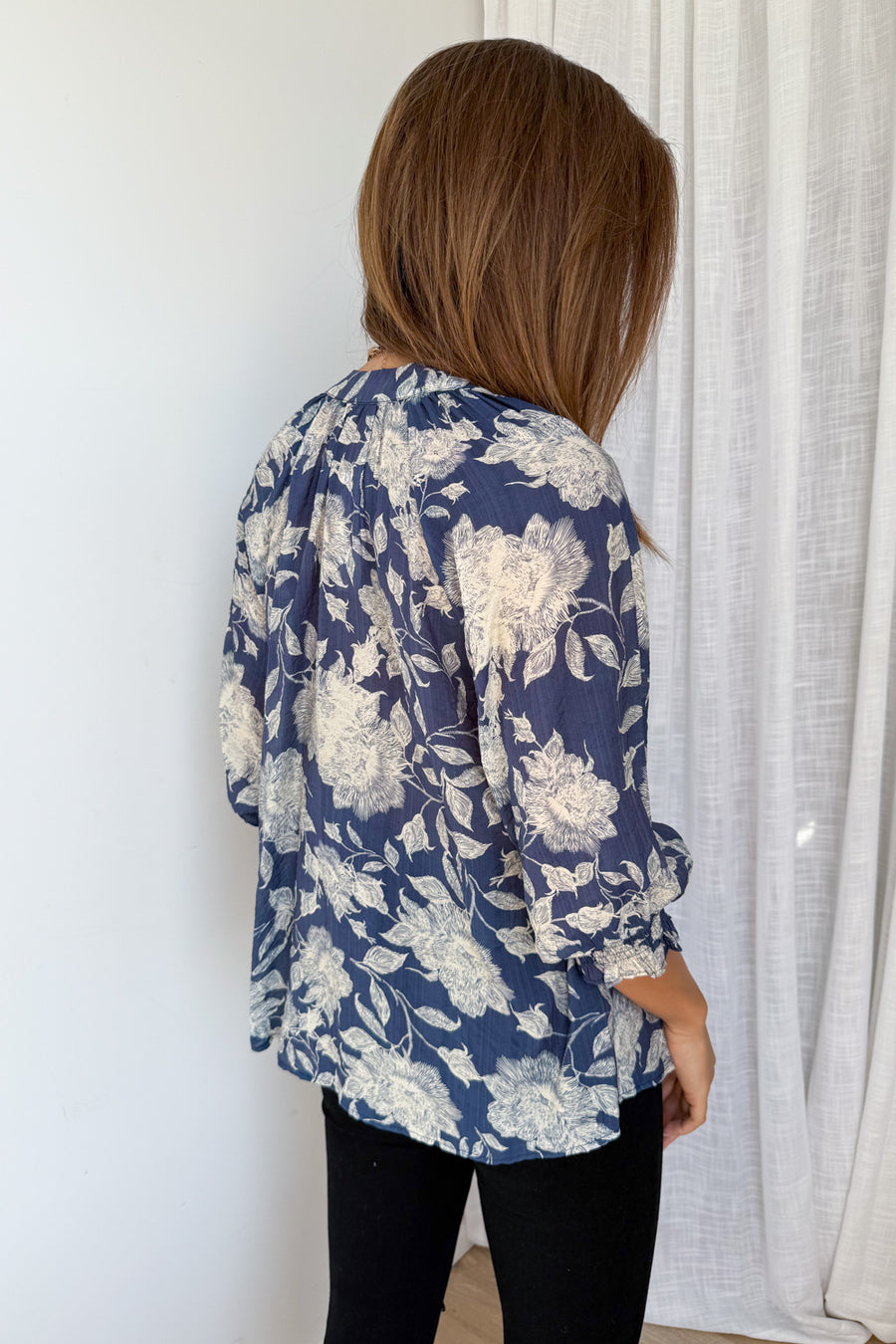 Navy Cream Floral