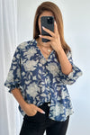 Navy Cream Floral