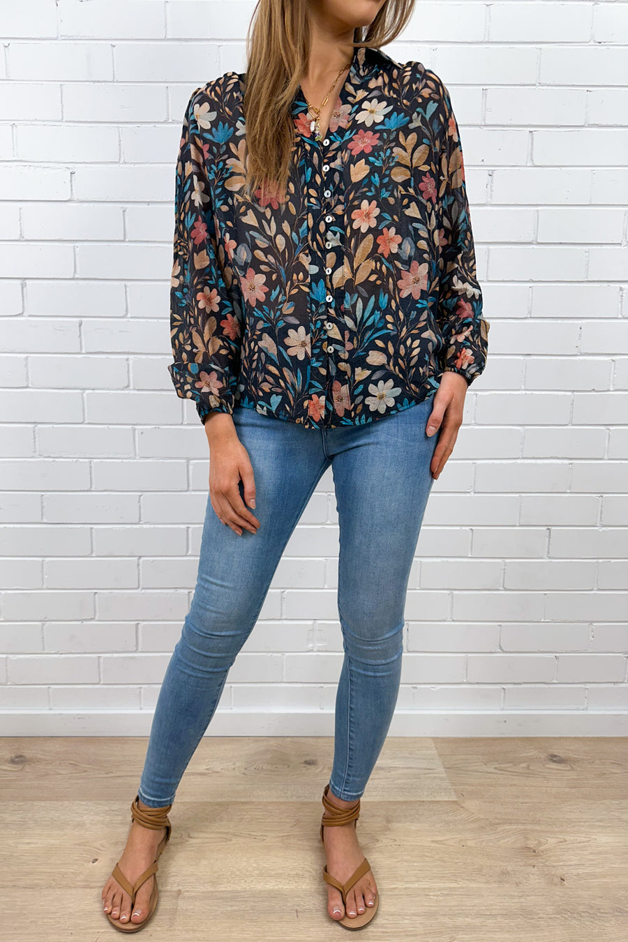 Black Blue Floral