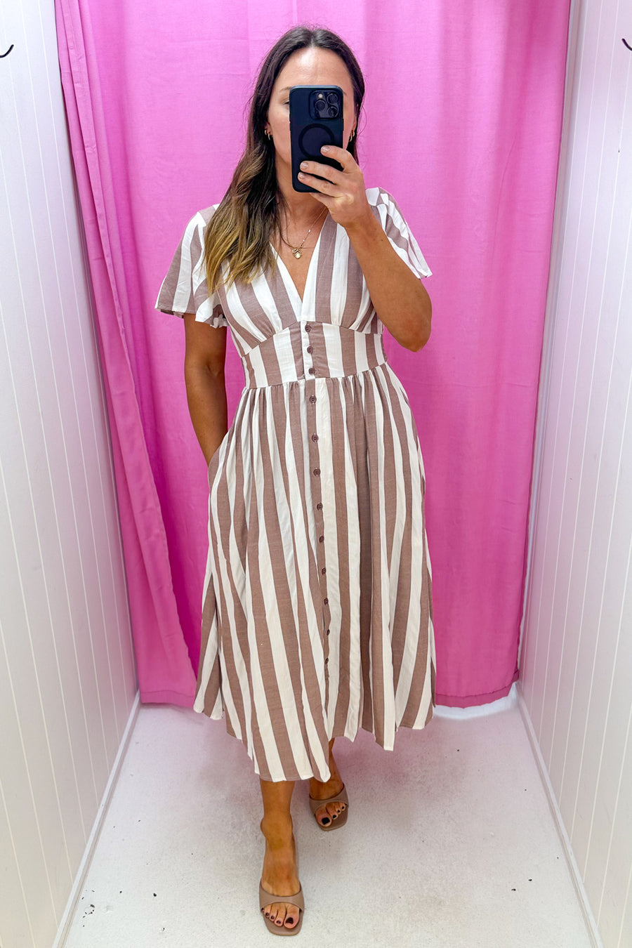 Tan White Stripe