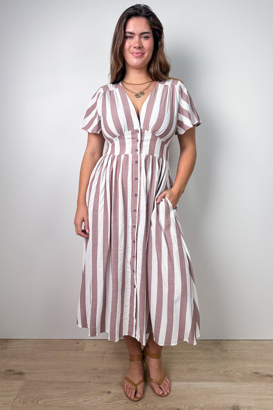 Tan White Stripe
