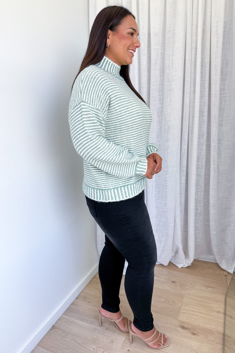 Sage White Stripe