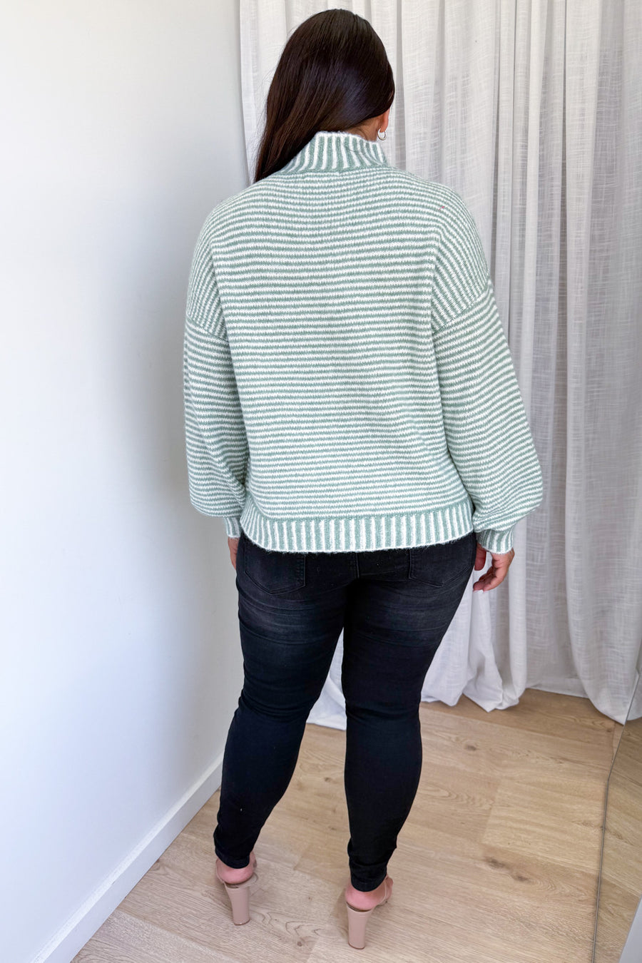 Sage White Stripe
