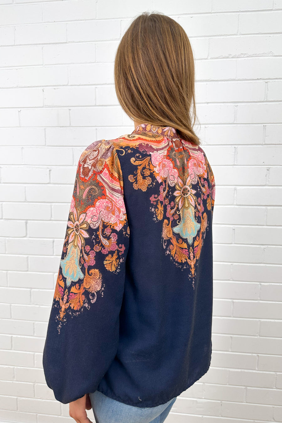 Navy Boarder Paisley